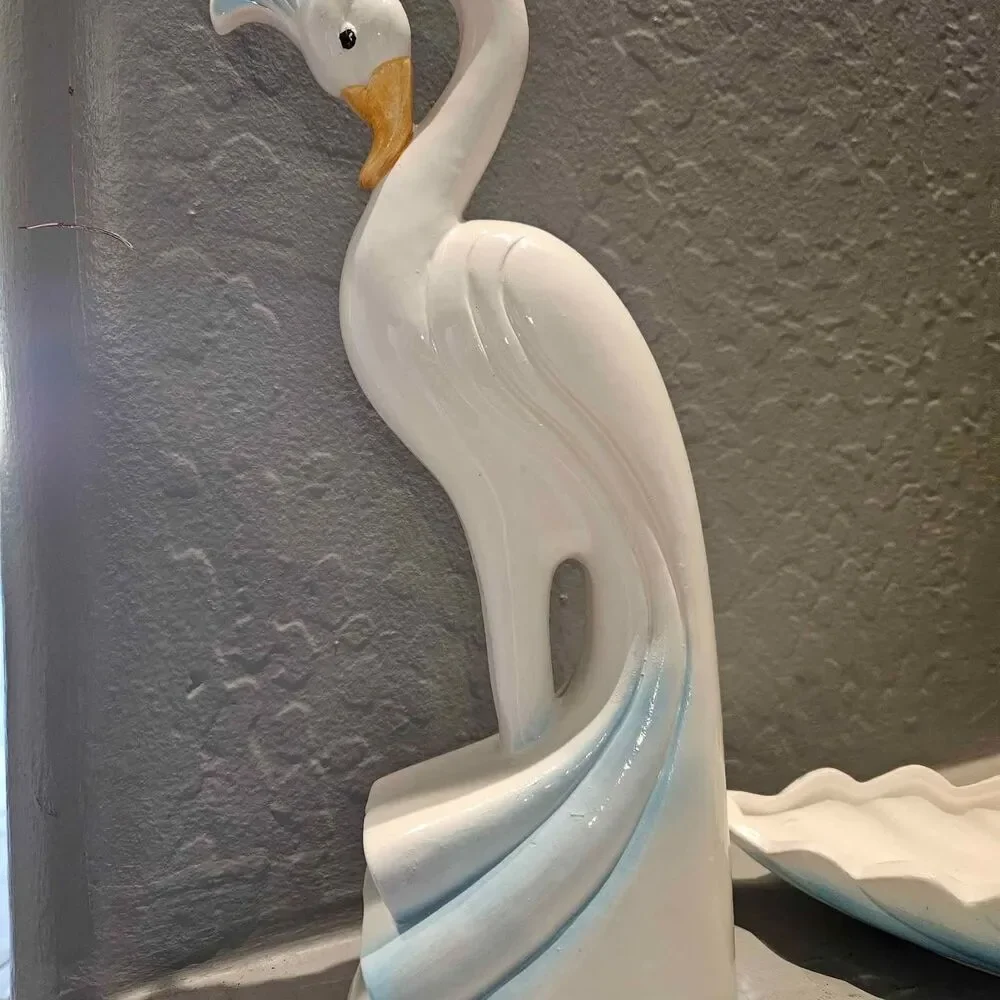 1988 Artmark Console Set Bird of Paradise Set and Vase in Original Box 12